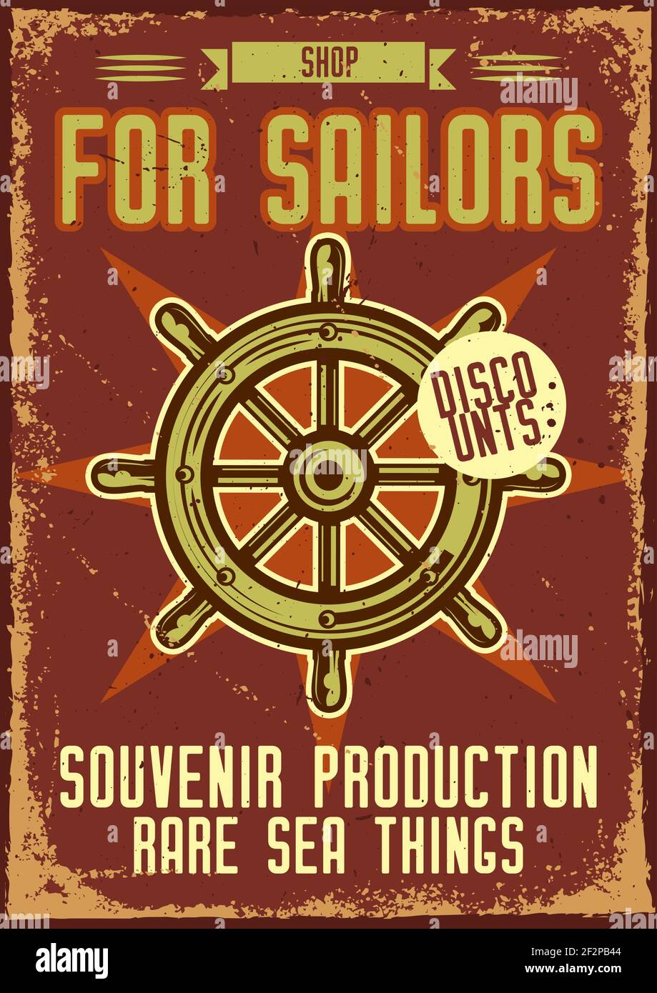 Poster design with illustration of a handwheel on vintage background