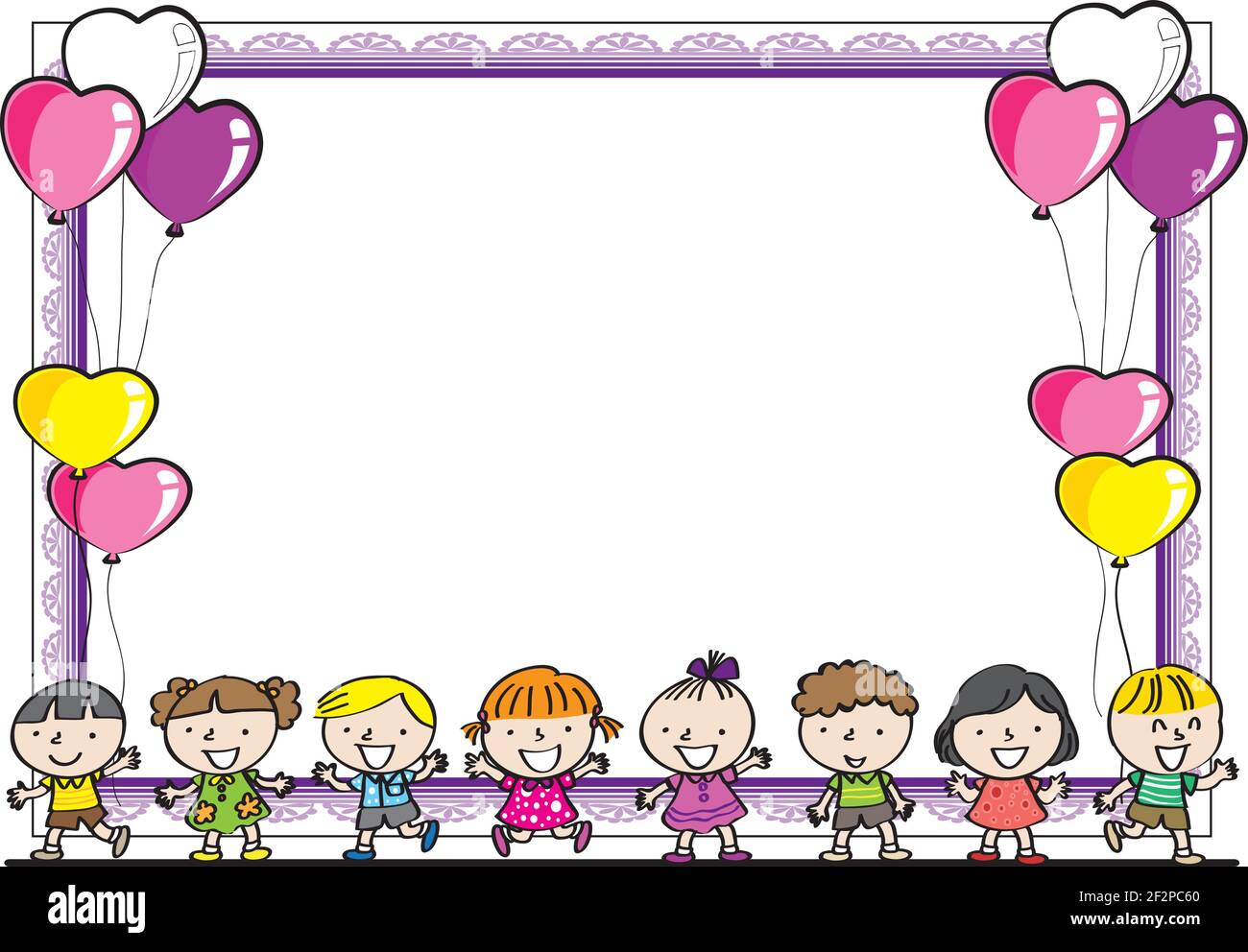 vector cartoon children with party border frame card background Stock  Vector Image & Art - Alamy