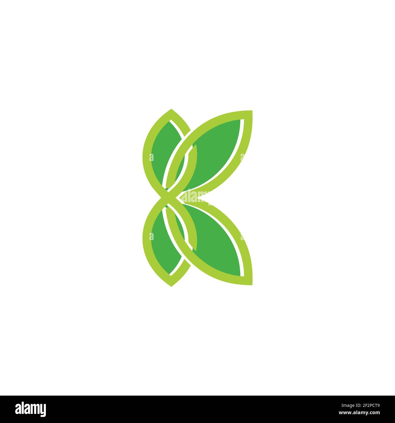 abstract letter k green leaf flat 3d line logo vector Stock Vector