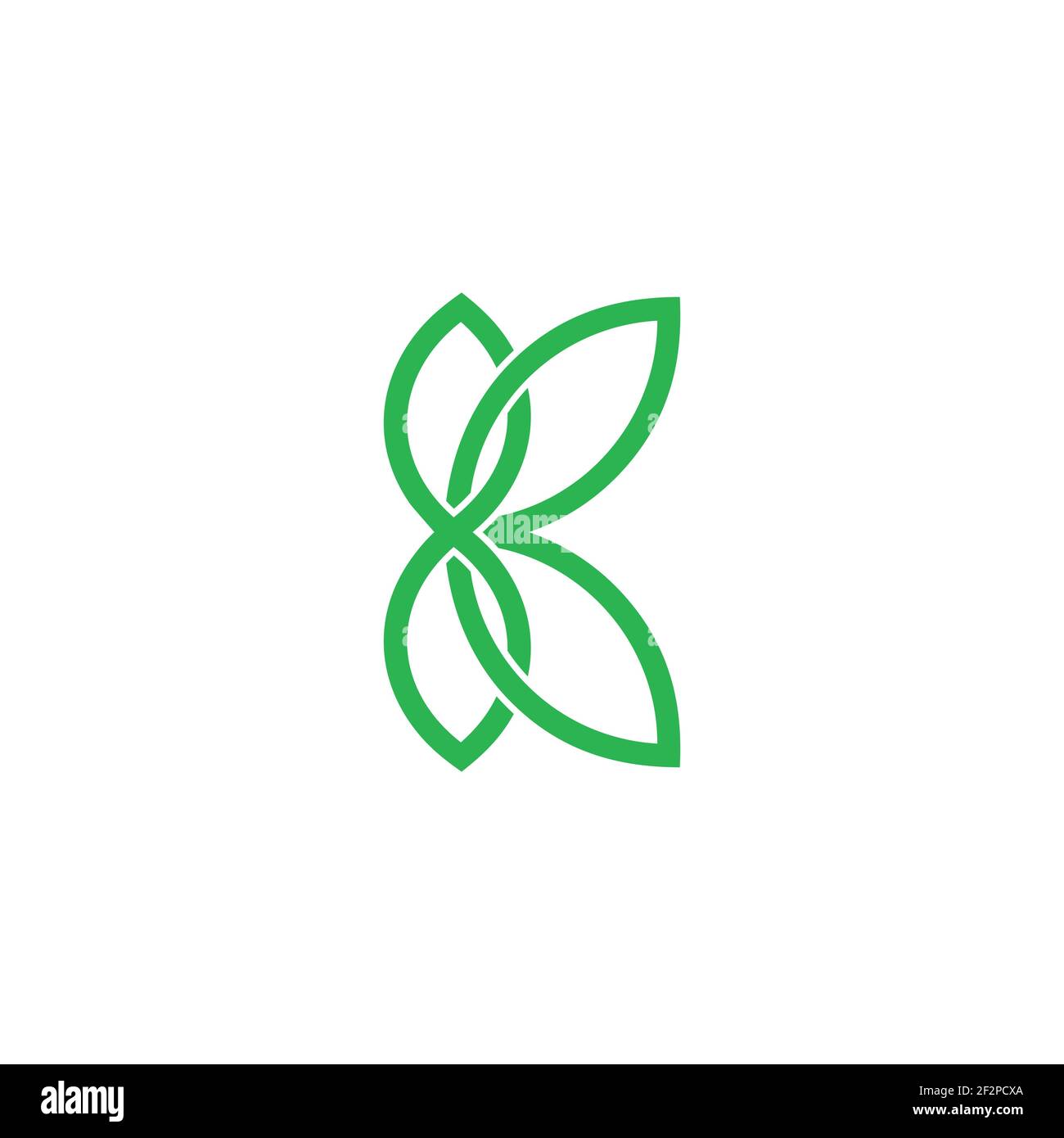 abstract letter k green leaf flat overlap line logo vector Stock Vector