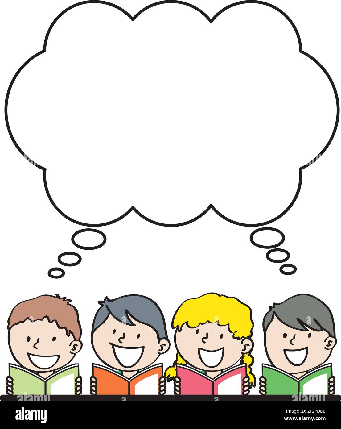 vector cartoon children reading border frame speech bubble background ...