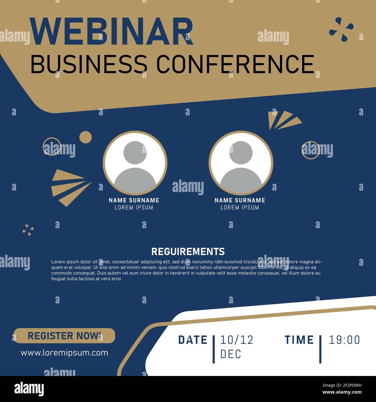 Business Conference. Live webinar invite template. Banner live webinar promotion for social media. Eps 10 Stock Vector