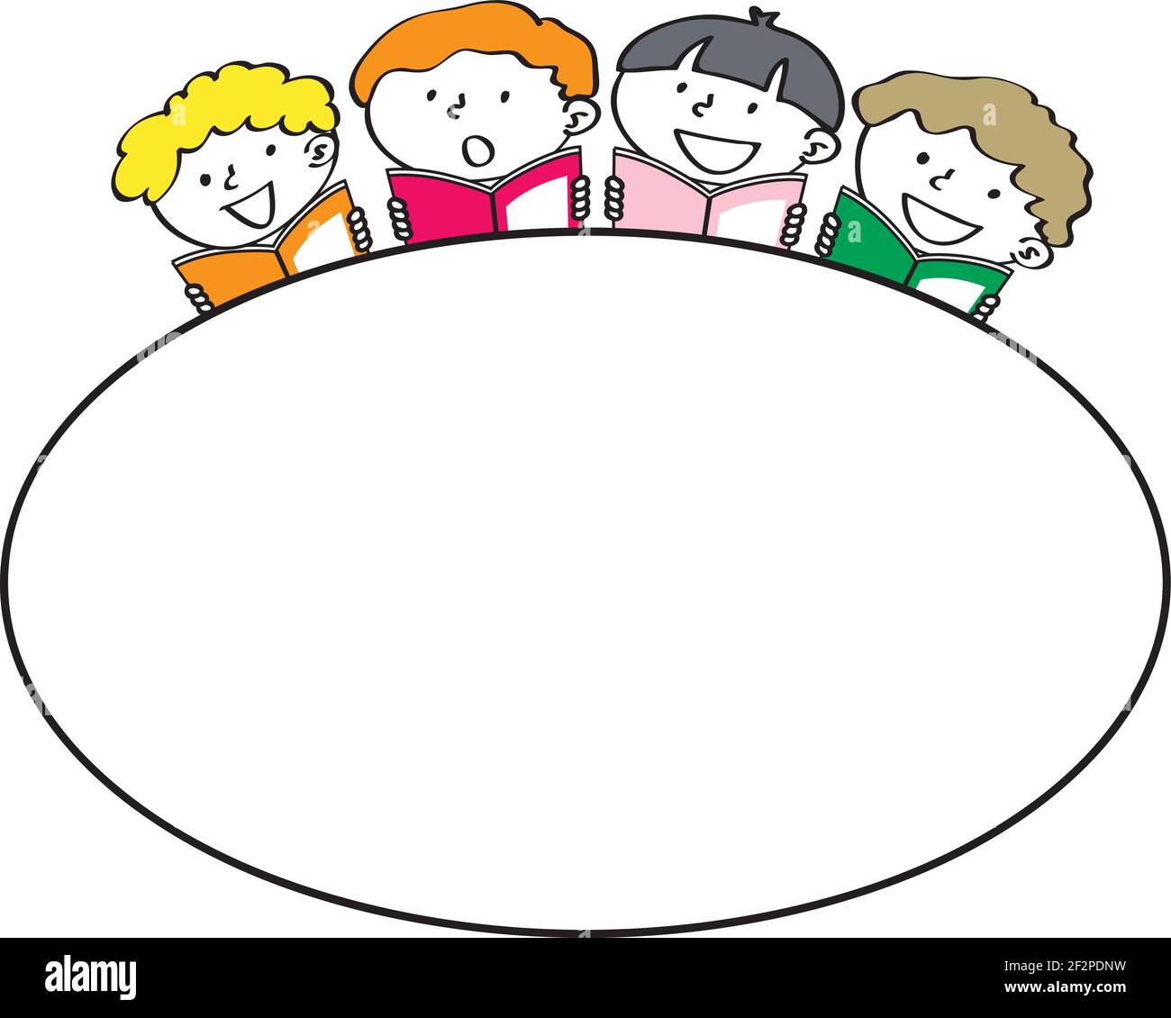 vector cartoon children reading border frame speech bubble background ...