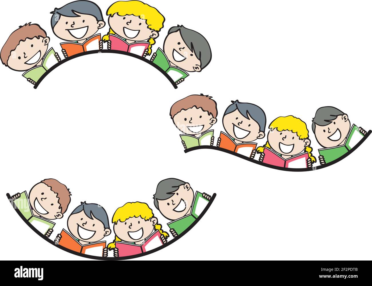 vector cartoon children reading border frame speech bubble background ...