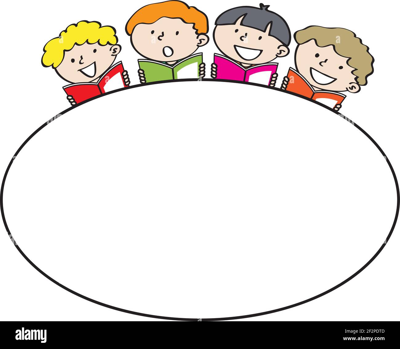vector cartoon children reading border frame speech bubble background ...
