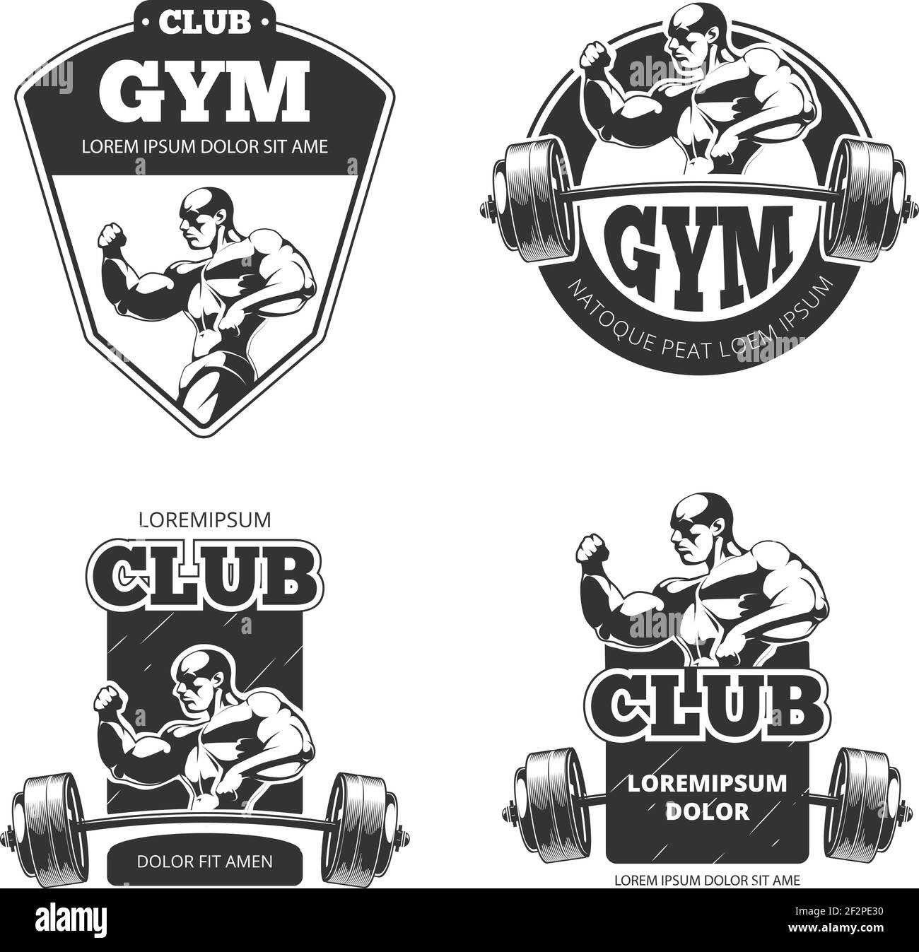 Gym and fitness vector emblems, labels, badges, logos. Sport label