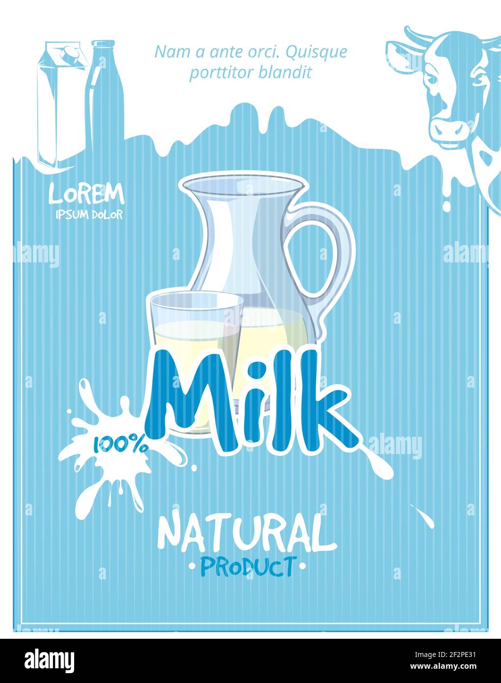 Milk drinking benefits realistic advertisement poster with pouring it into glass and minerals symbols bubbles vector illustration Stock Vector