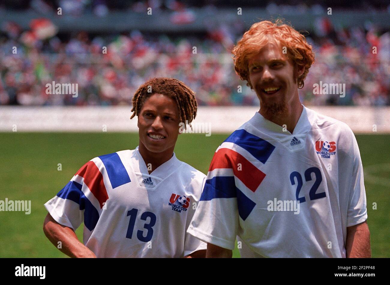 US soccer players Cobi Jones and  Alexi Lalas Stock Photo