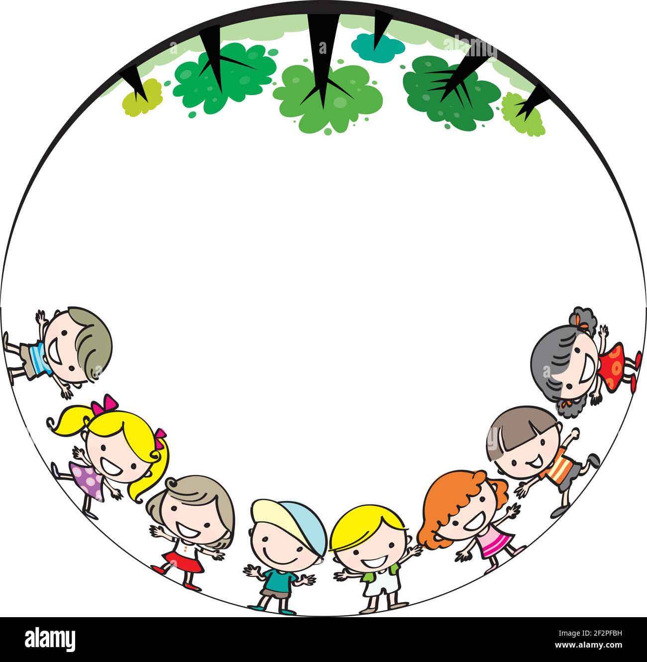 vector cartoon children with trees background Stock Vector Image & Art ...