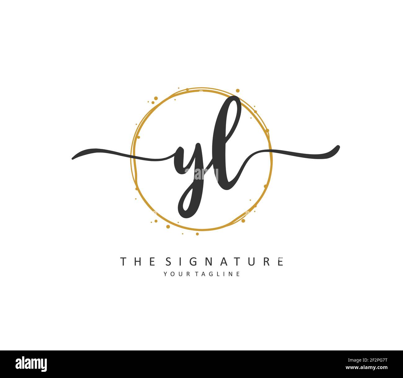 Initial YL signature logo template vector. Hand drawn Calligraphy lettering  Vector illustration. Stock Vector