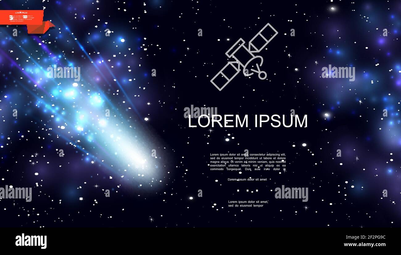 Realistic colorful outer space background with falling comet stars and ...