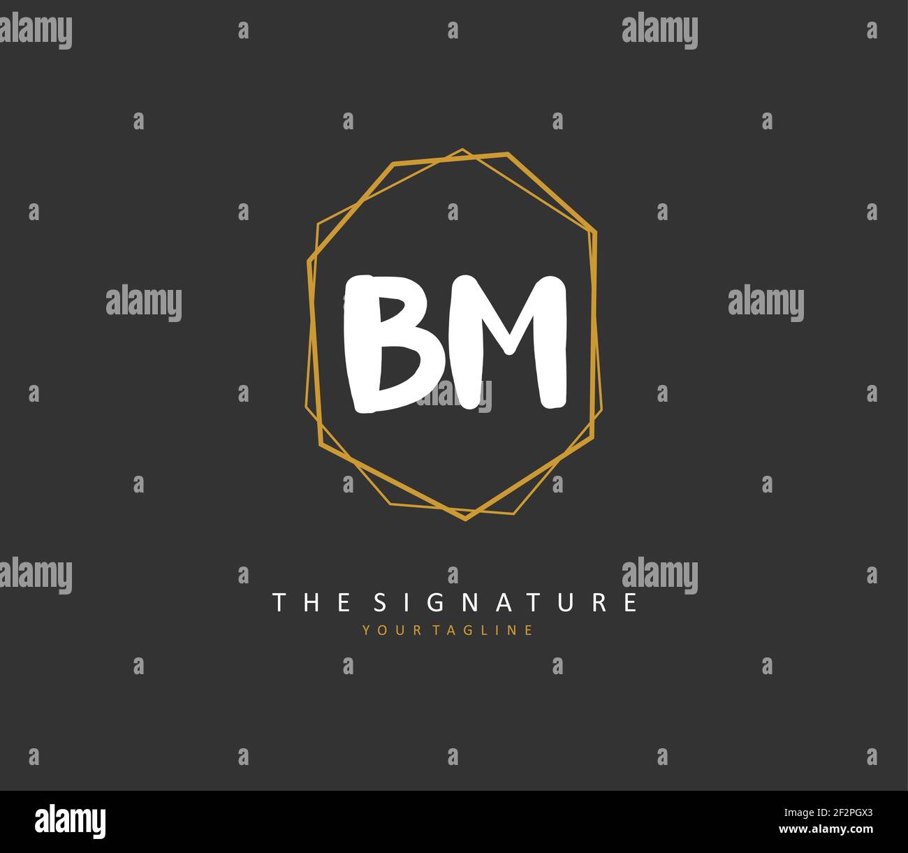 B M BM Initial letter handwriting and signature logo. A concept ...