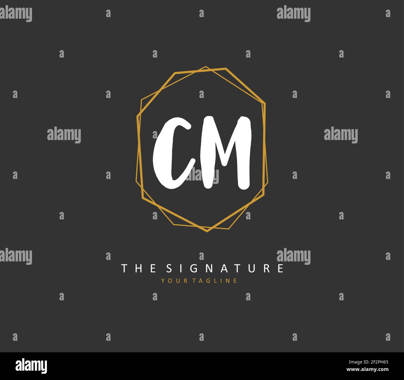 C M CM Initial letter handwriting and signature logo. A concept ...