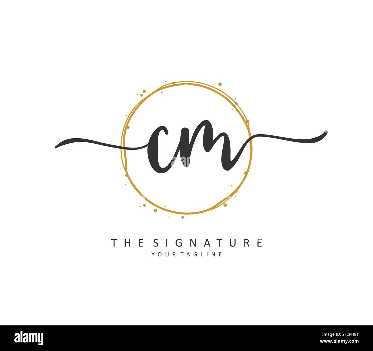 C M CM Initial letter handwriting and signature logo. A concept handwriting initial logo with template element. Stock Vector