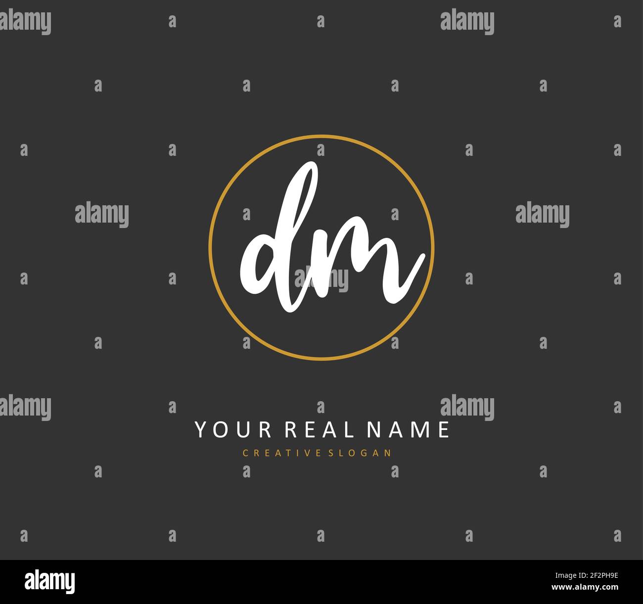 D M DM Initial letter handwriting and signature logo. A concept ...