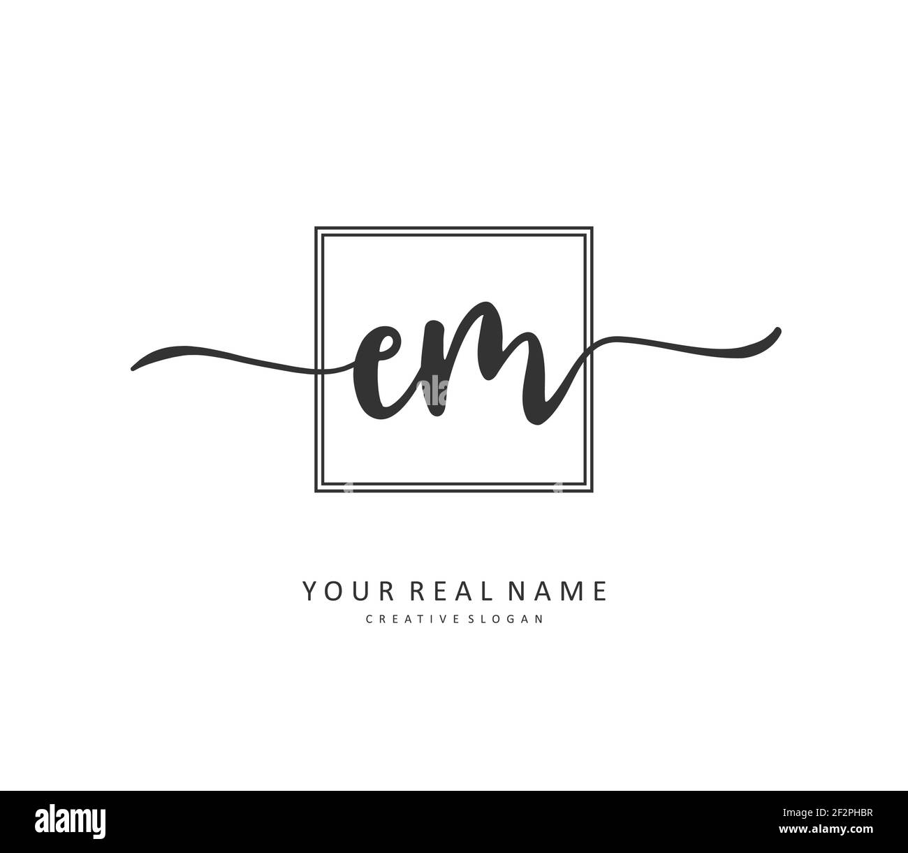 E M EM Initial letter handwriting and signature logo. A concept ...