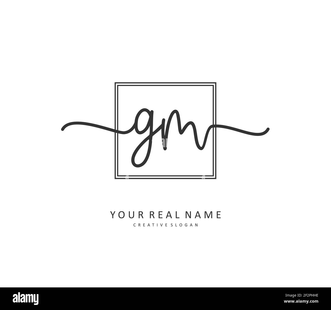 G m gm beauty initial logo handwriting Royalty Free Vector