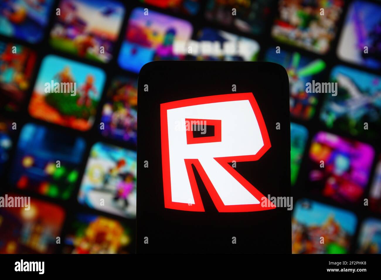 Ukraine 12th Mar 2021 In This Photo Illustration The Roblox Logo Is Seen On A Smartphone Screen In Front Of Roblox Website Credit Sopa Images Limited Alamy Live News Stock Photo Alamy - the roblox logo