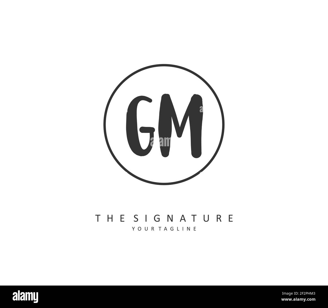 G m gm beauty initial logo handwriting Royalty Free Vector