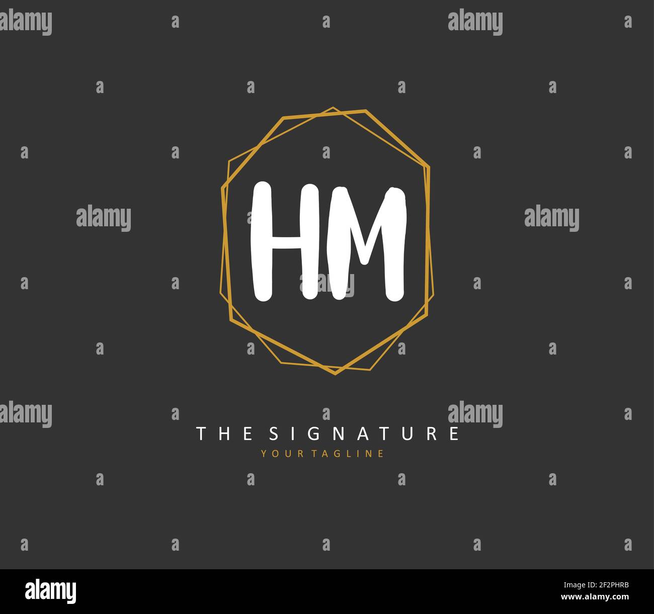 H M HM Initial letter handwriting and signature logo. A concept ...