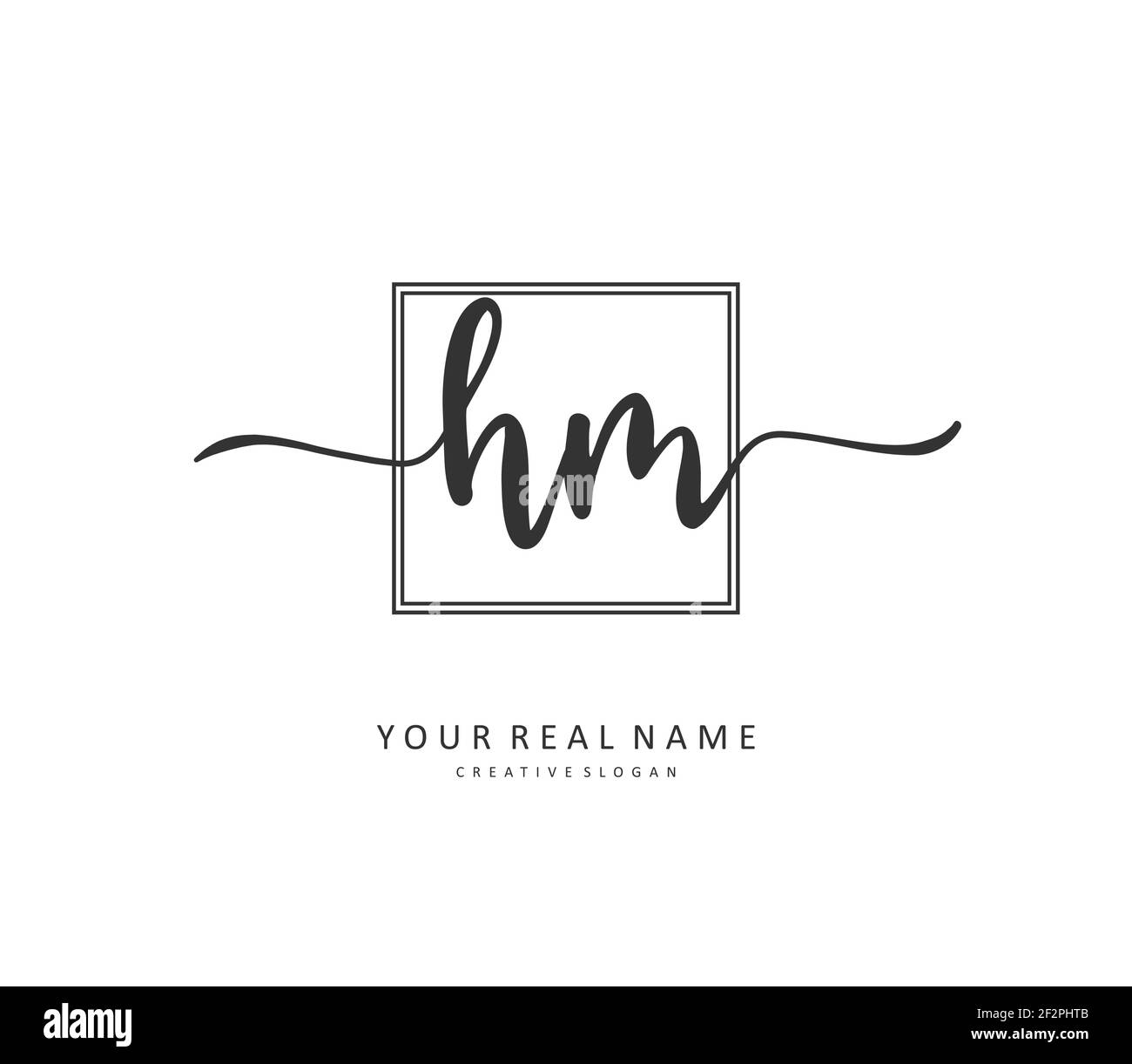 H M HM Initial letter handwriting and signature logo. A concept handwriting initial logo with template element. Stock Vector
