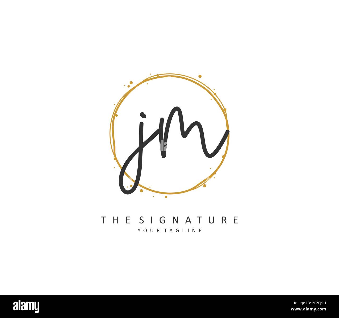 J M JM Initial letter handwriting and signature logo. A concept ...