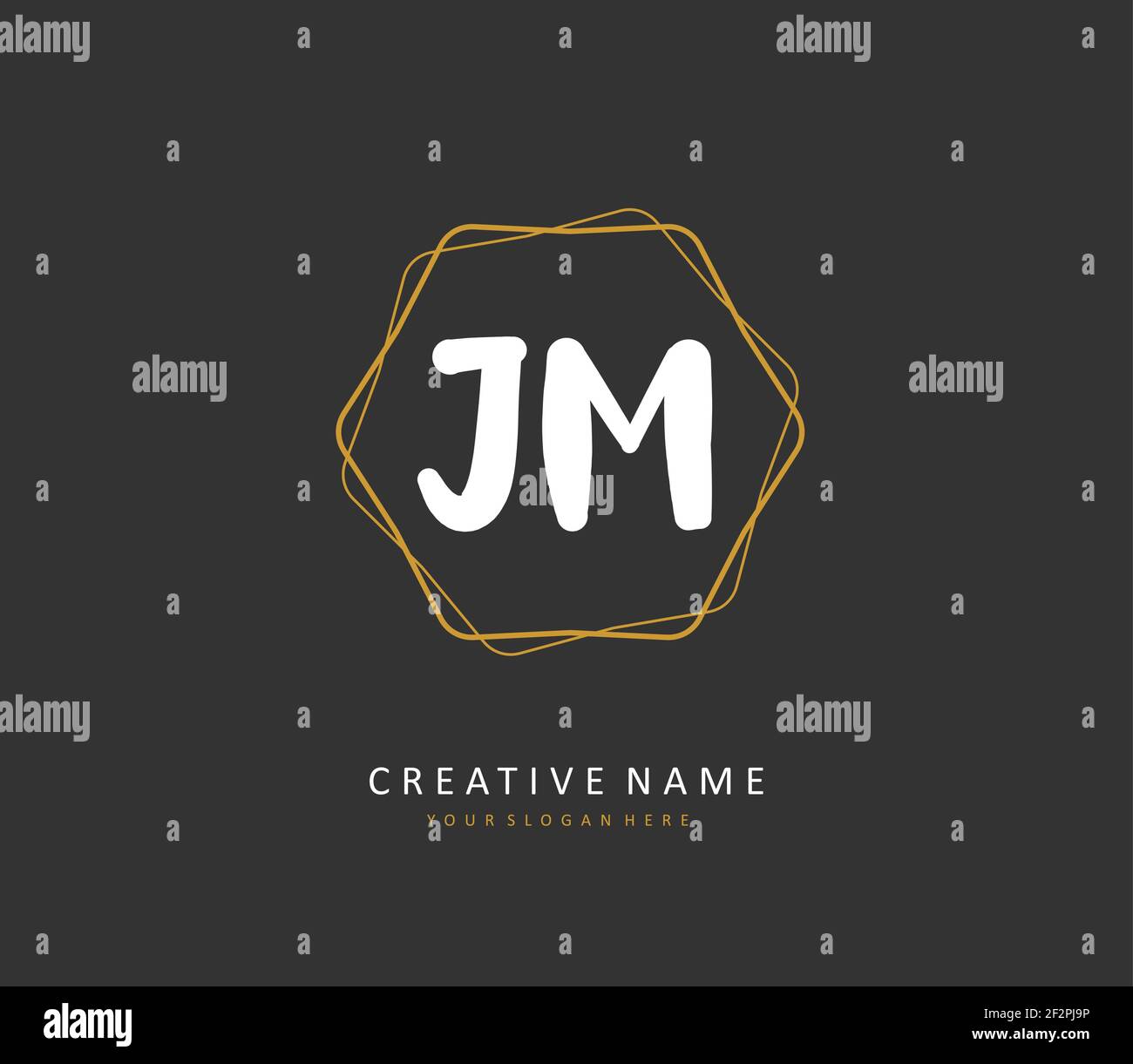 J M JM Initial letter handwriting and signature logo. A concept handwriting initial logo with template element. Stock Vector