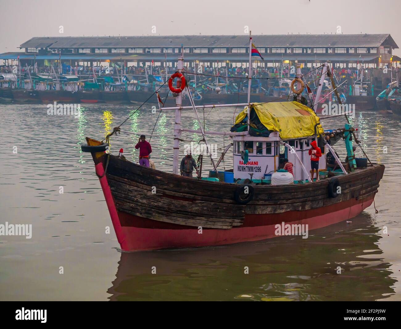 Mumbai, India January 1, 2021 Fishermans boat at one of the oldest