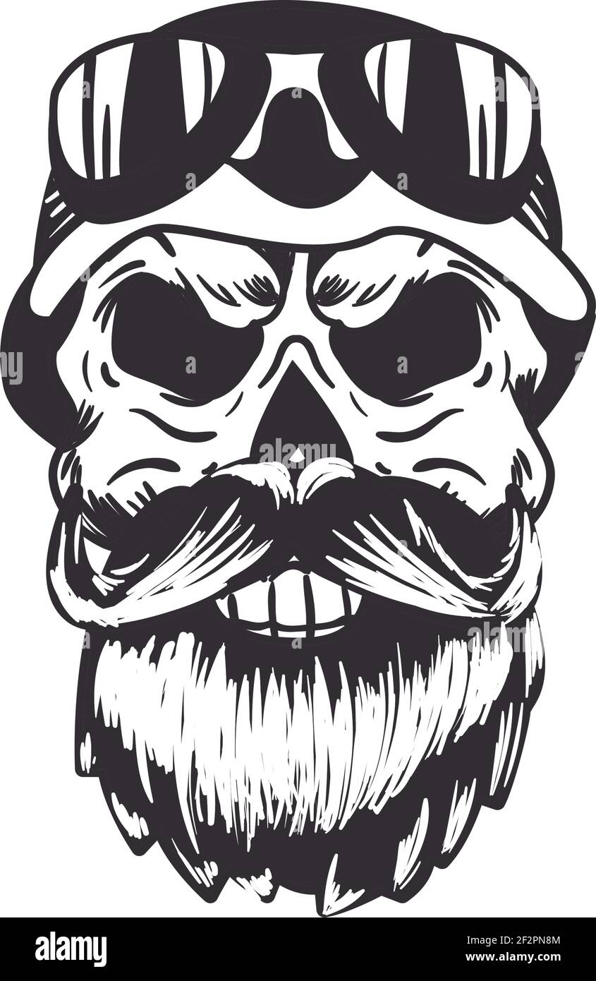 skull with beard and glasses Stock Vector Image & Art - Alamy