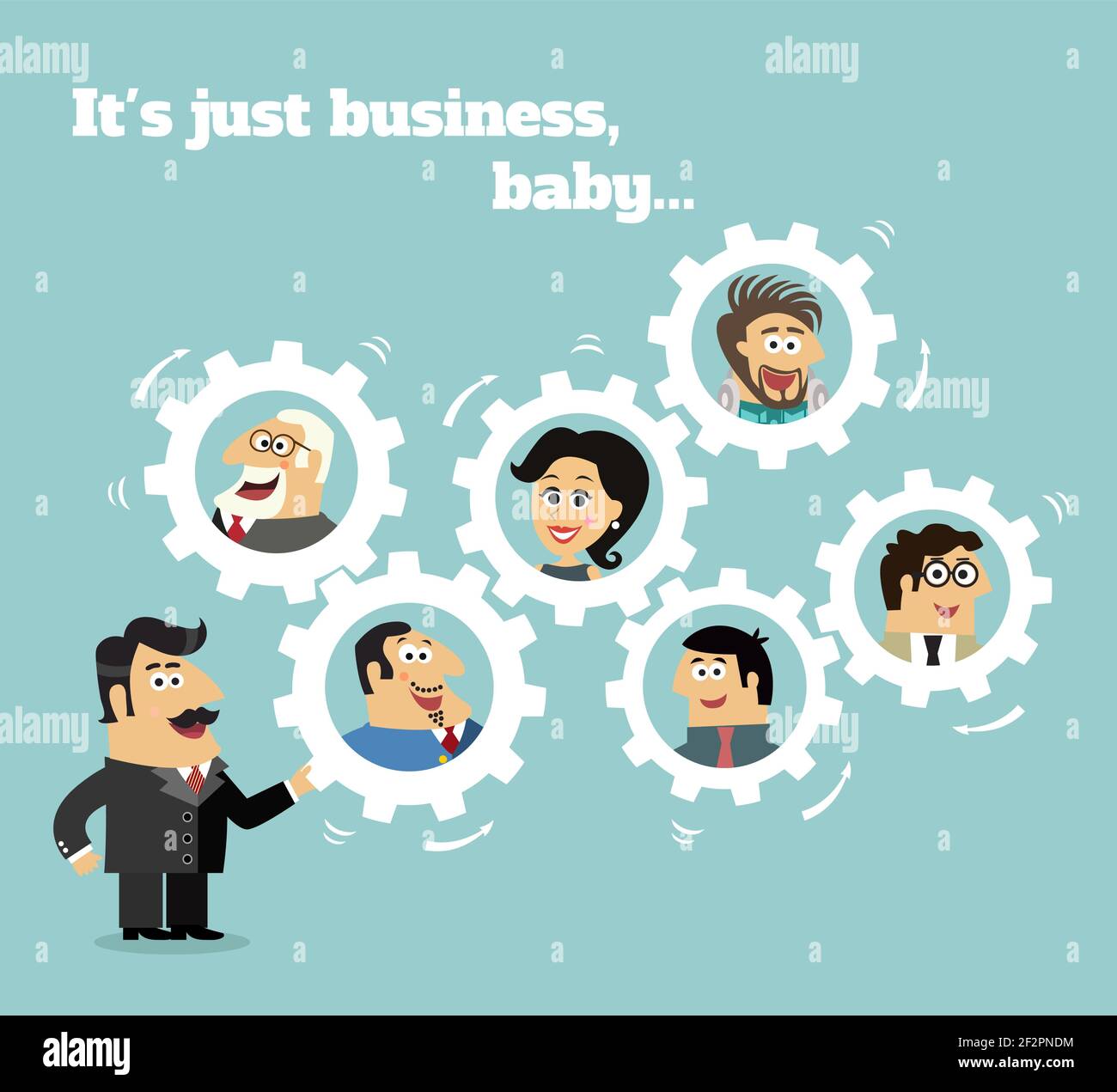 Business team concept with boss and employees in gears vector ...