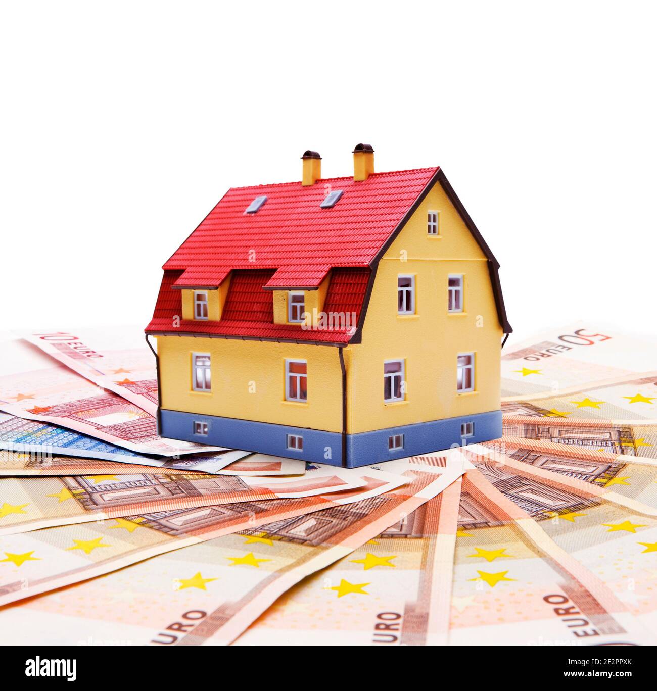 House on banknotes in euro currency Stock Photo