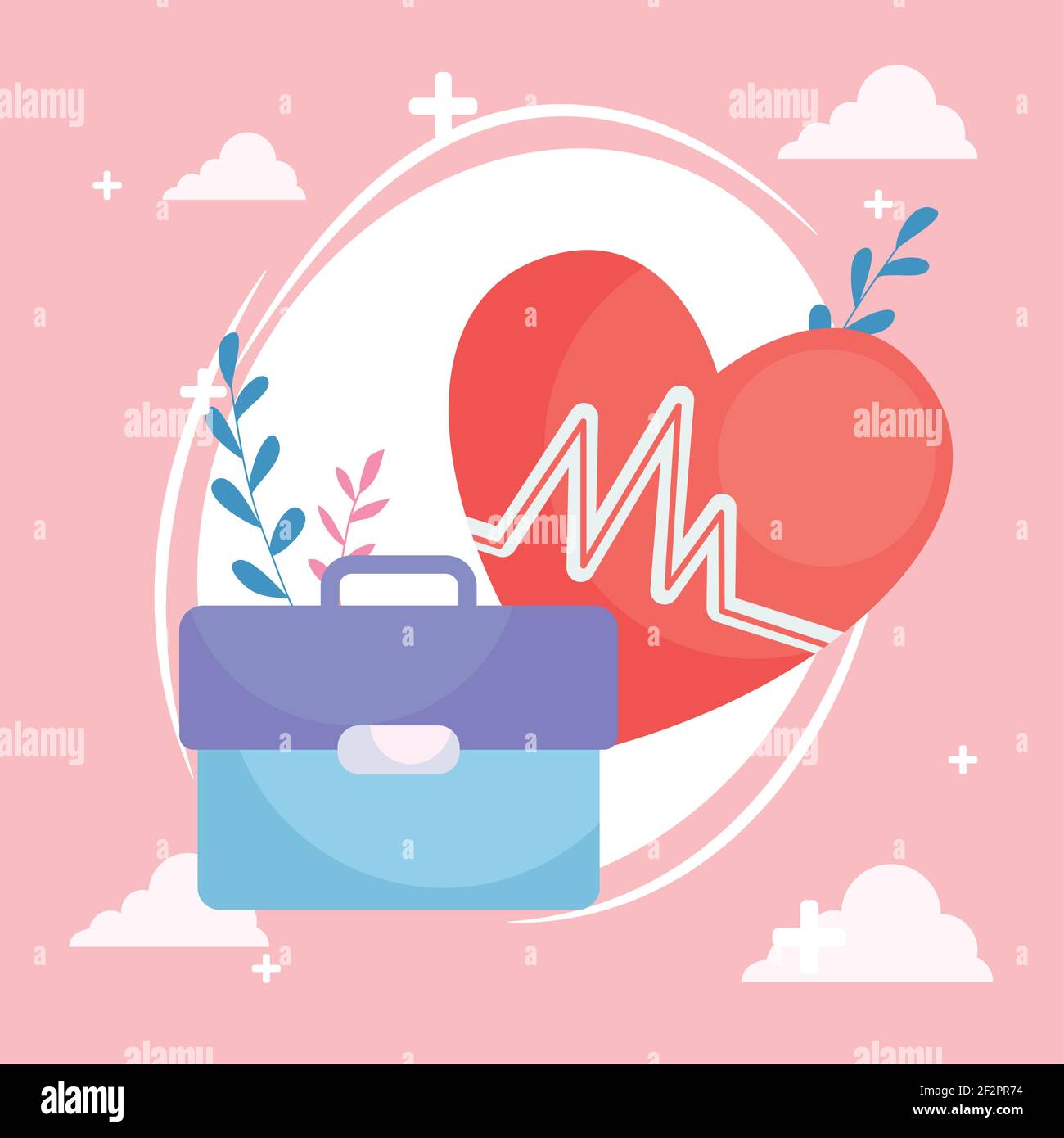 Medical heart pulse and suitcase Stock Vector Image & Art - Alamy