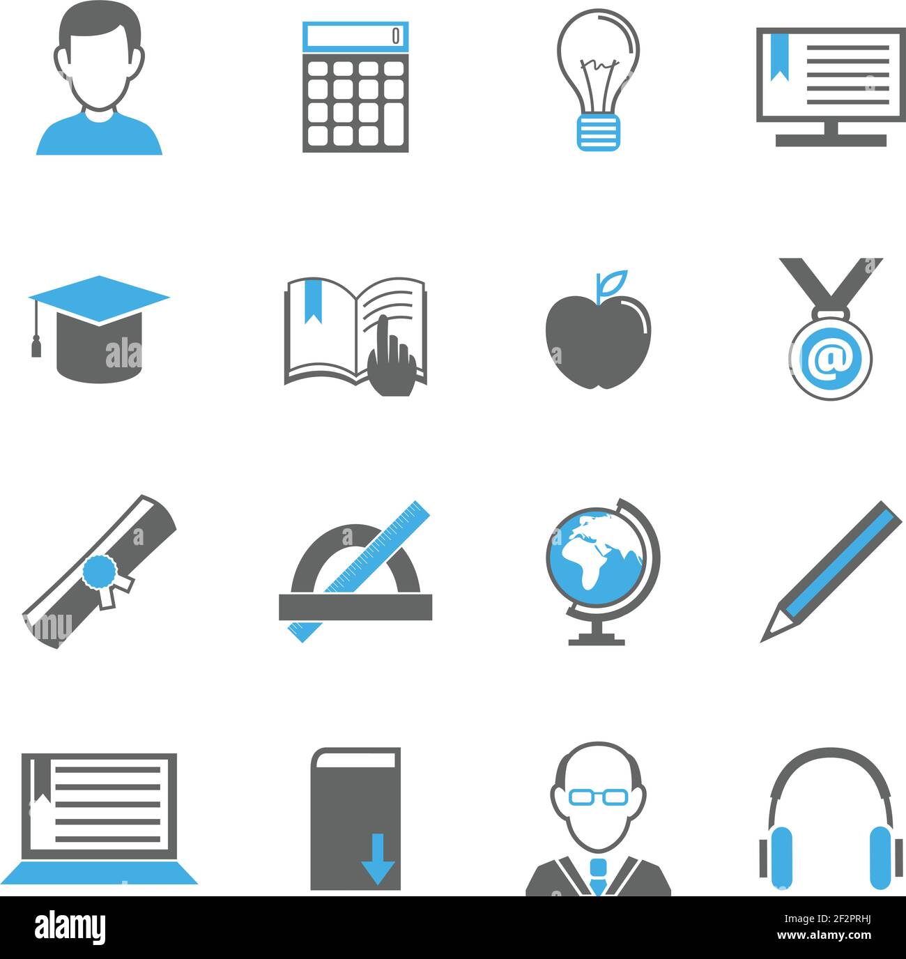 Education school university e-learning icons set of graduation diploma ...