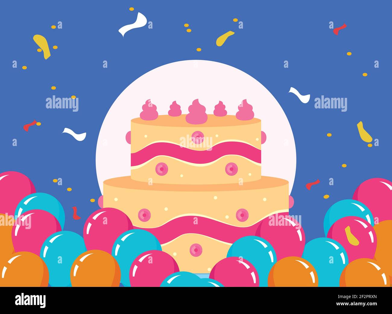 happy birthday cake with balloons Stock Vector Image & Art - Alamy