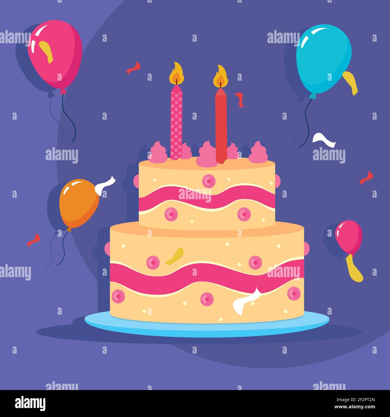 happy birthday cake with balloons Stock Vector Image & Art - Alamy
