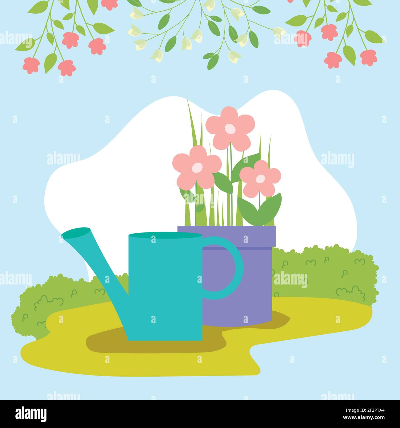 Watering can and flowers pot Stock Vector Image & Art - Alamy