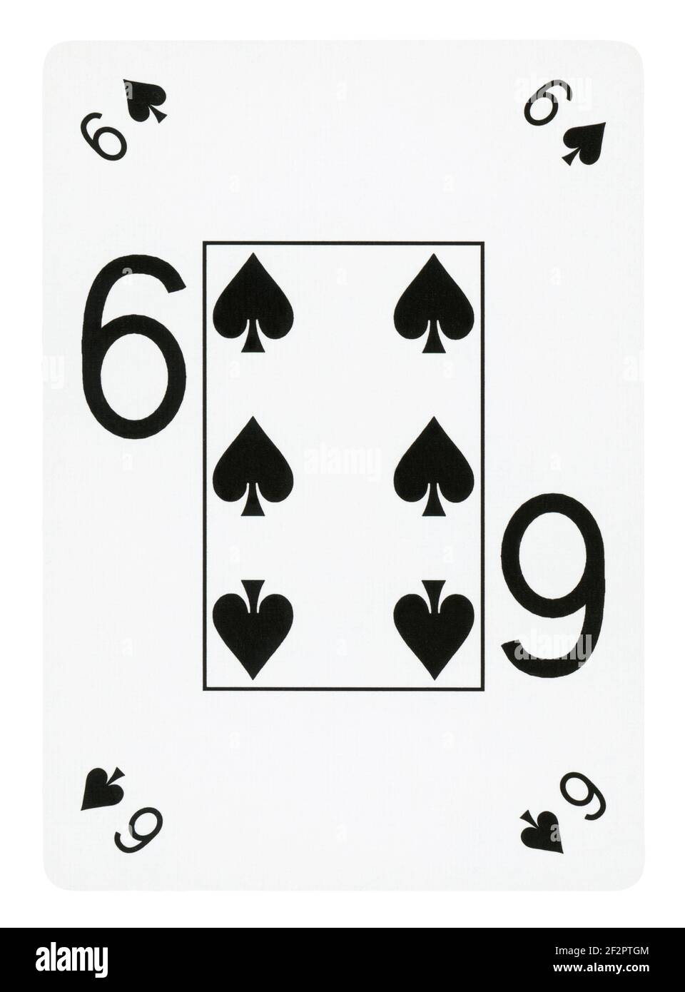 Six of Spades playing card - isolated on white (clipping path included) Stock Photo