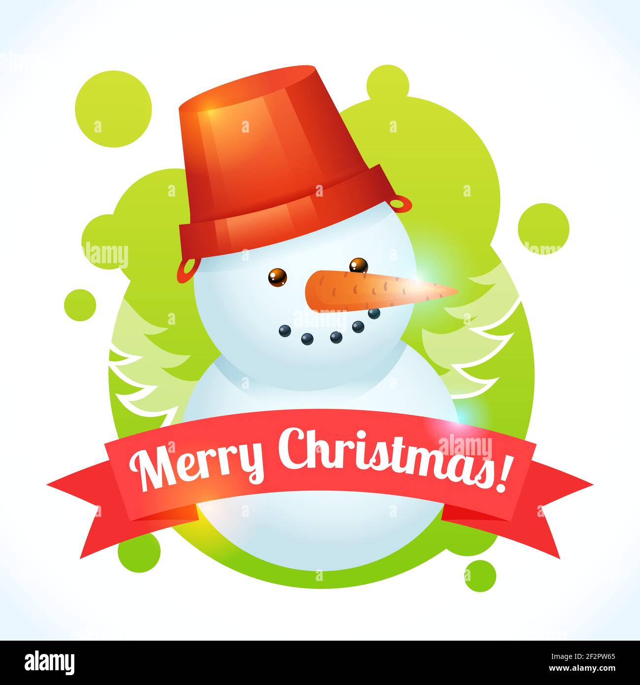 Merry christmas greeting card with snowman portrait vector illustration ...