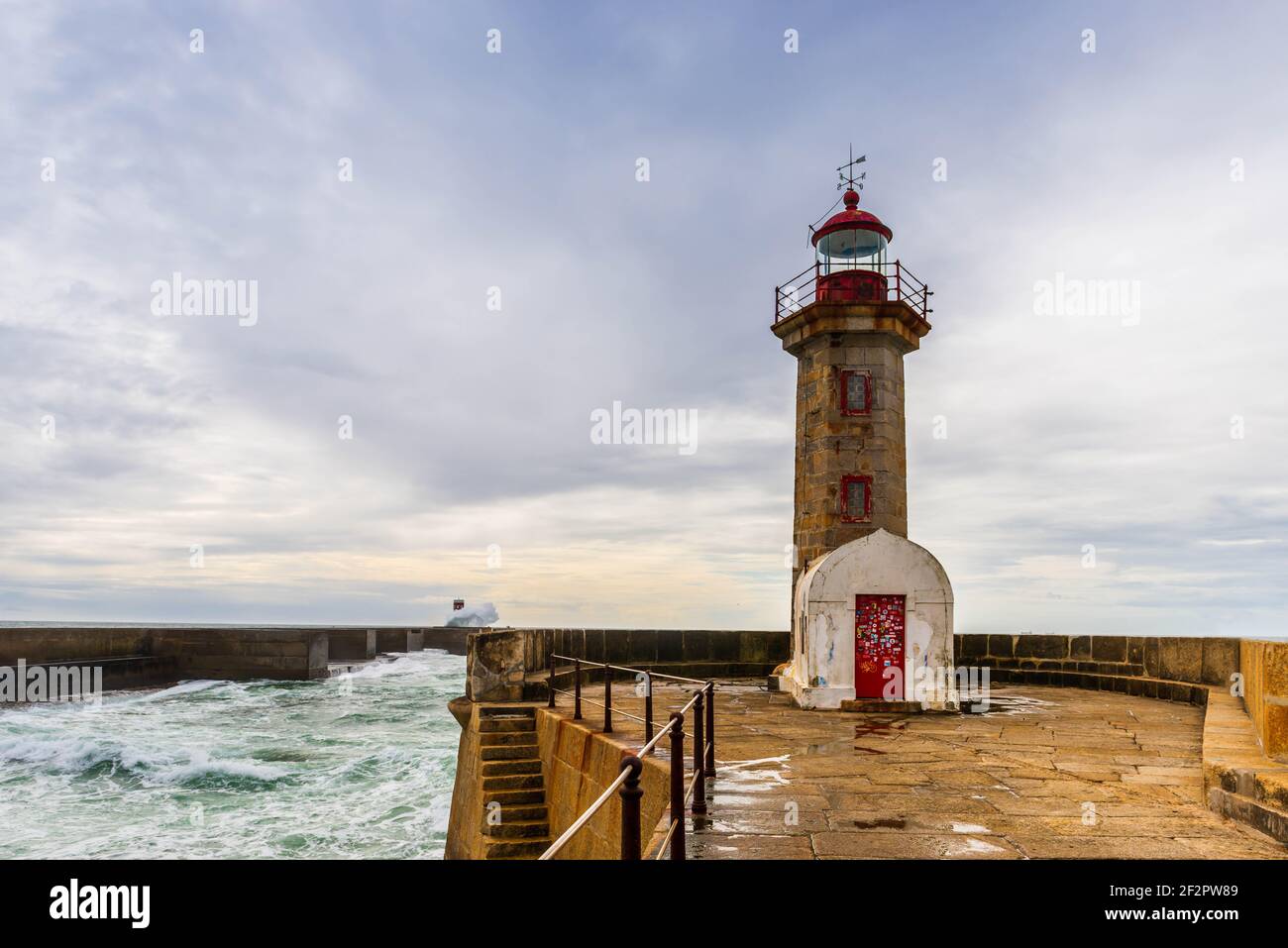 Felgueiras Lighthouse near Porto in Portugal Stock Photo