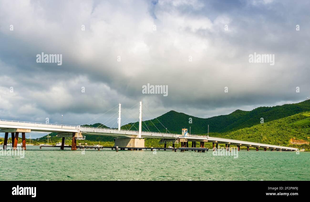 Sandy Ground Bridge on the island of Saint Martin in the Caribbean Stock Photo