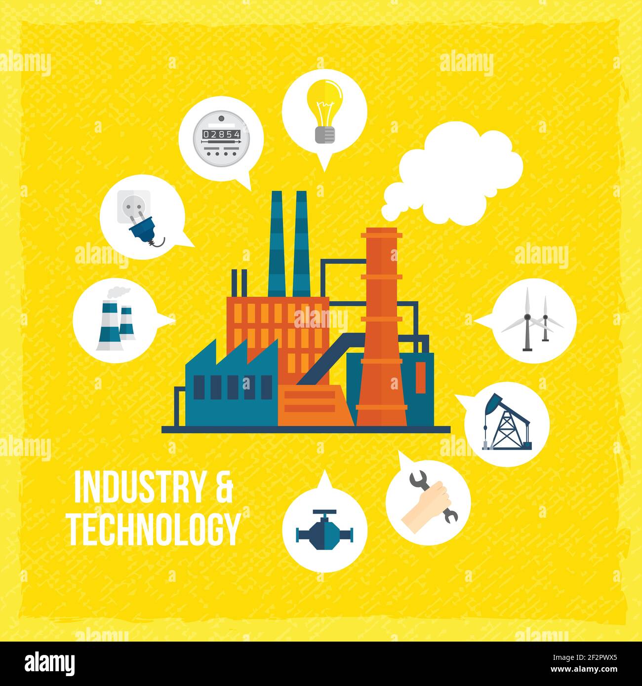 Factory building industry and technology concept with manufactory and ...