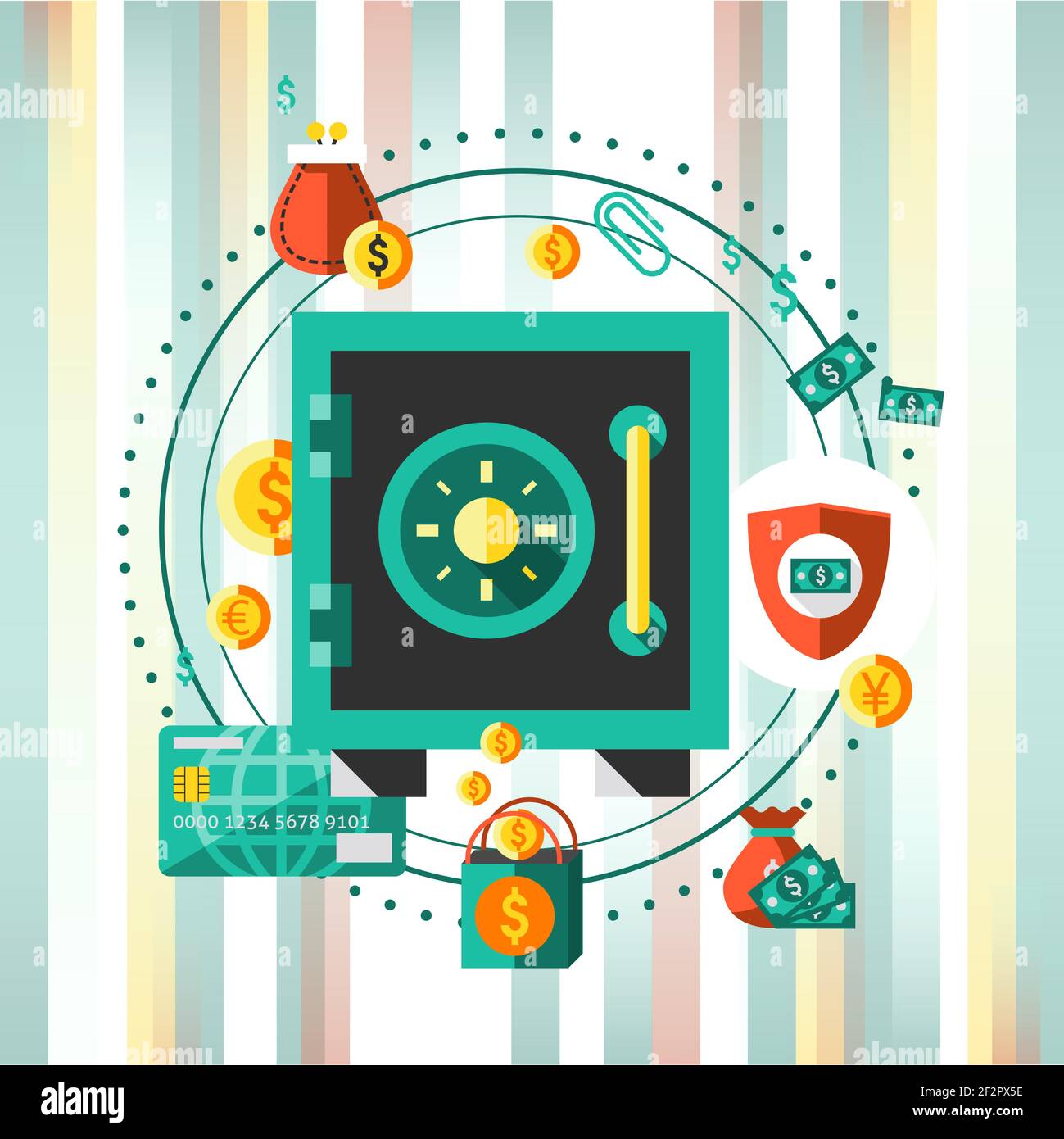 Financial banking safe money protection concept with wealth profit