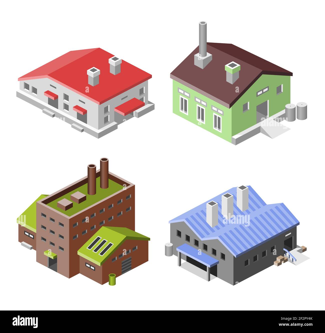 Factory industry manufactory production technology buildings isometric ...