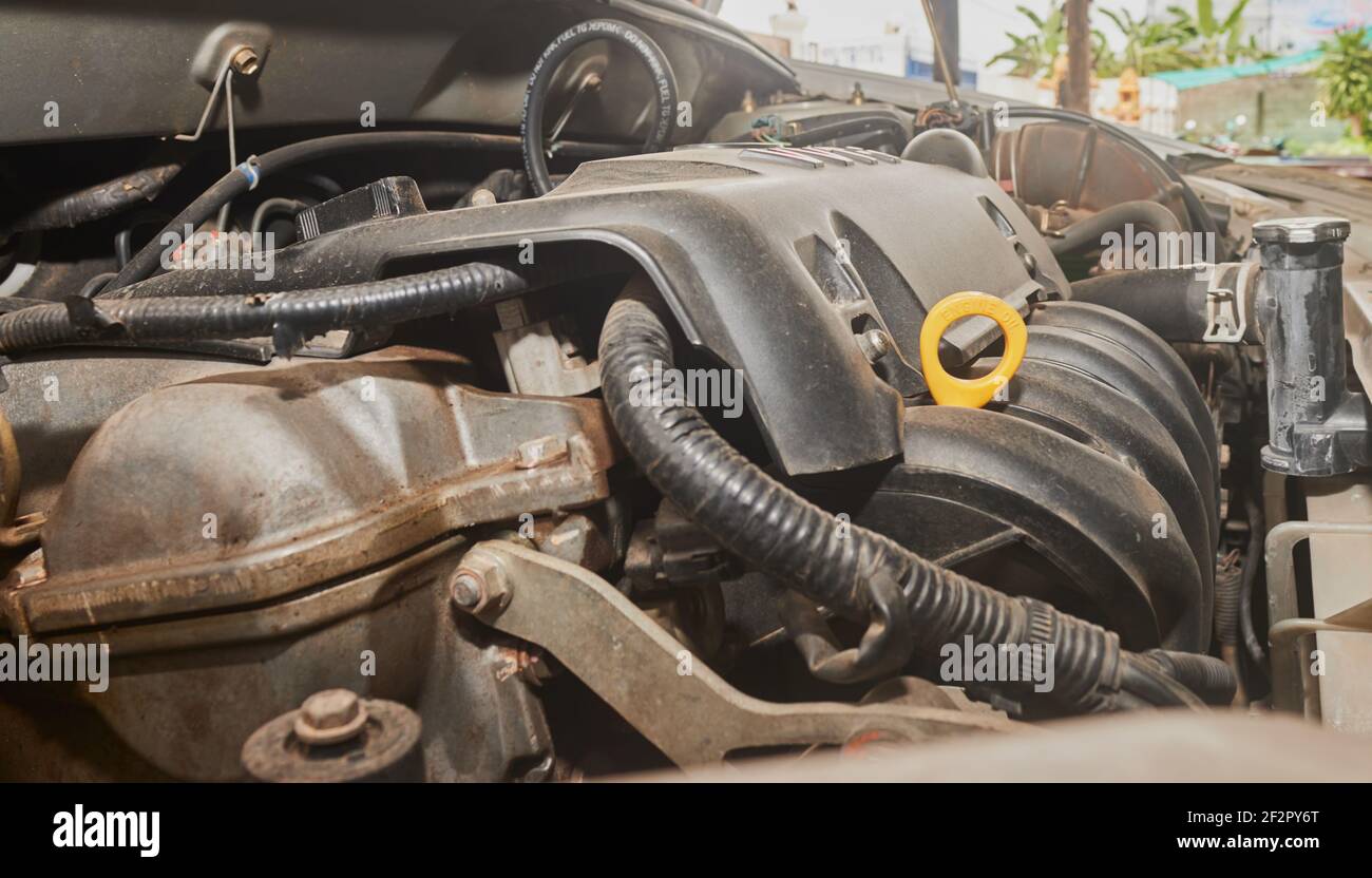 Phayao, Thailand Aug 4, 2020 Car Engine or Auto Engine and Air