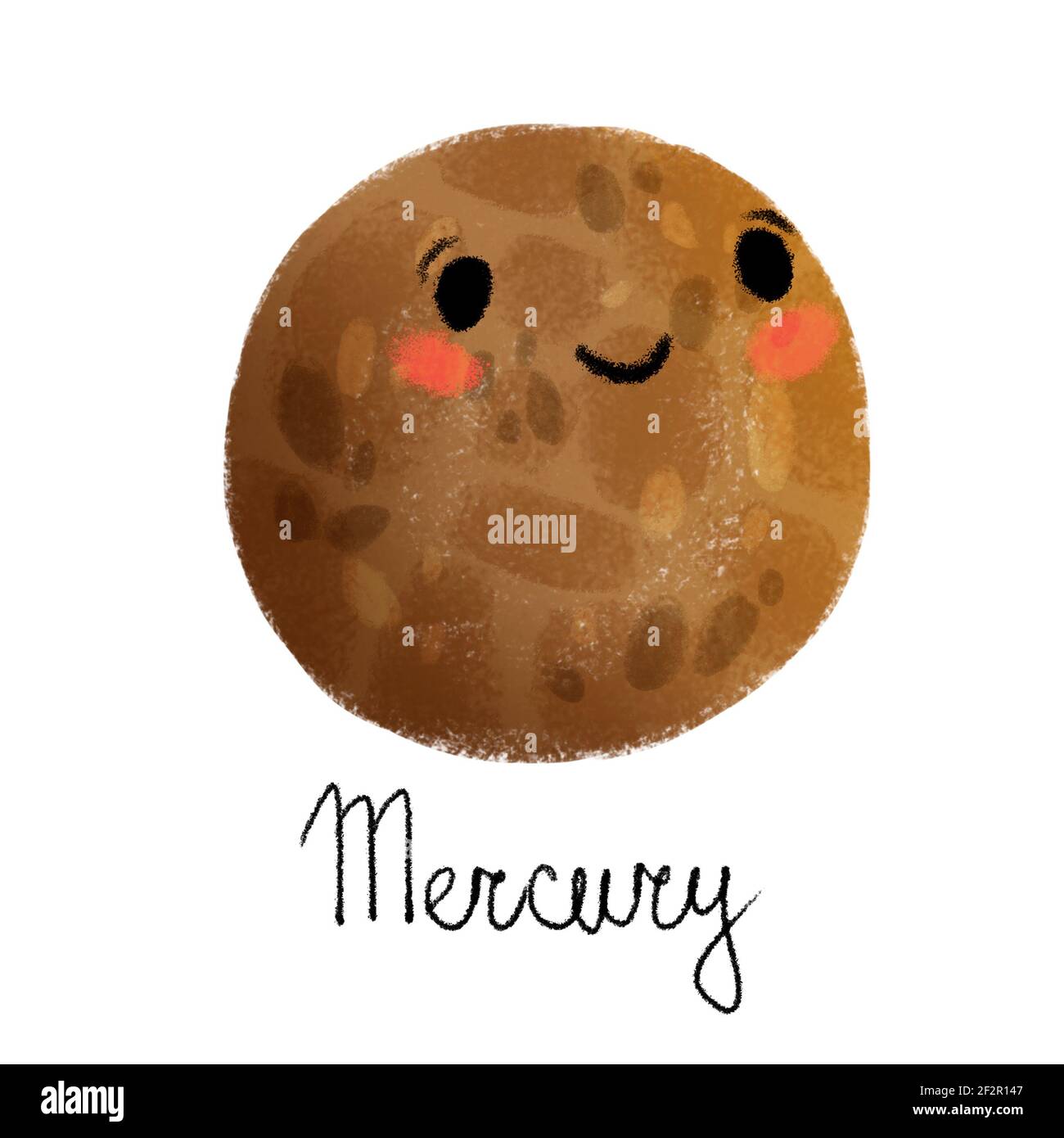 Cute bright Mercury colorful planet. Isolated on white background Stock  Photo - Alamy