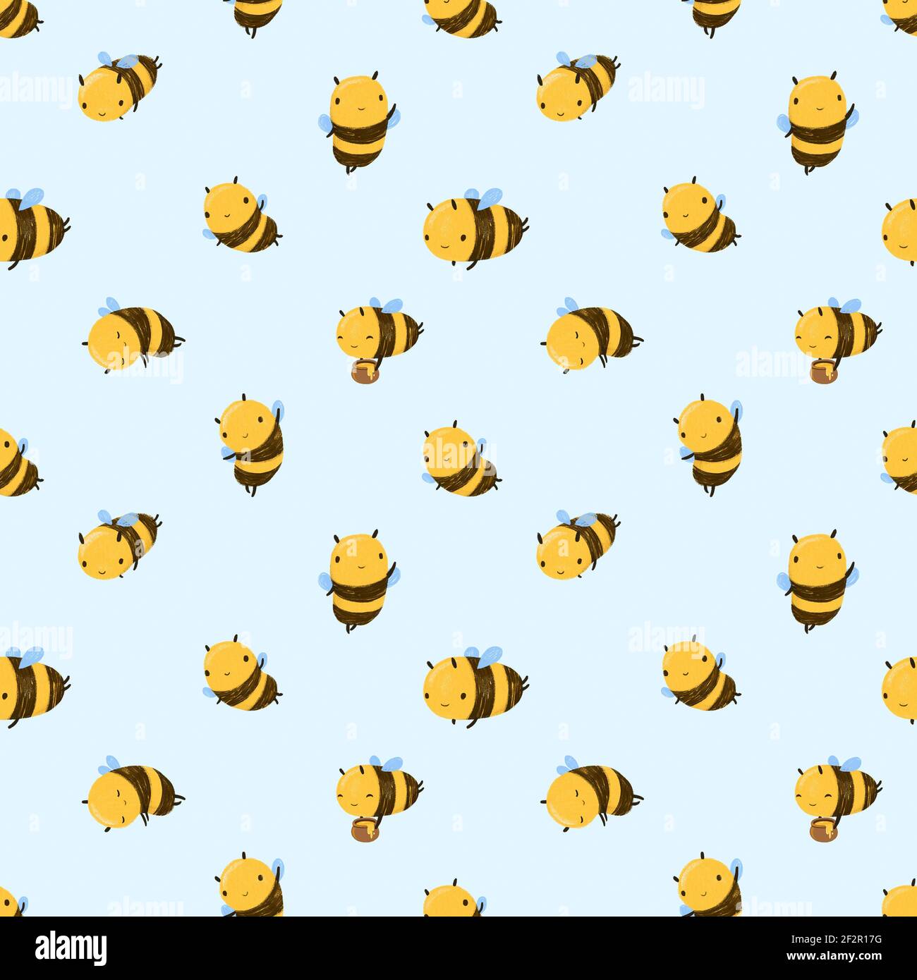 CYNLON Cute Bee Seamless Pattern Honey Vector Illustration Flying