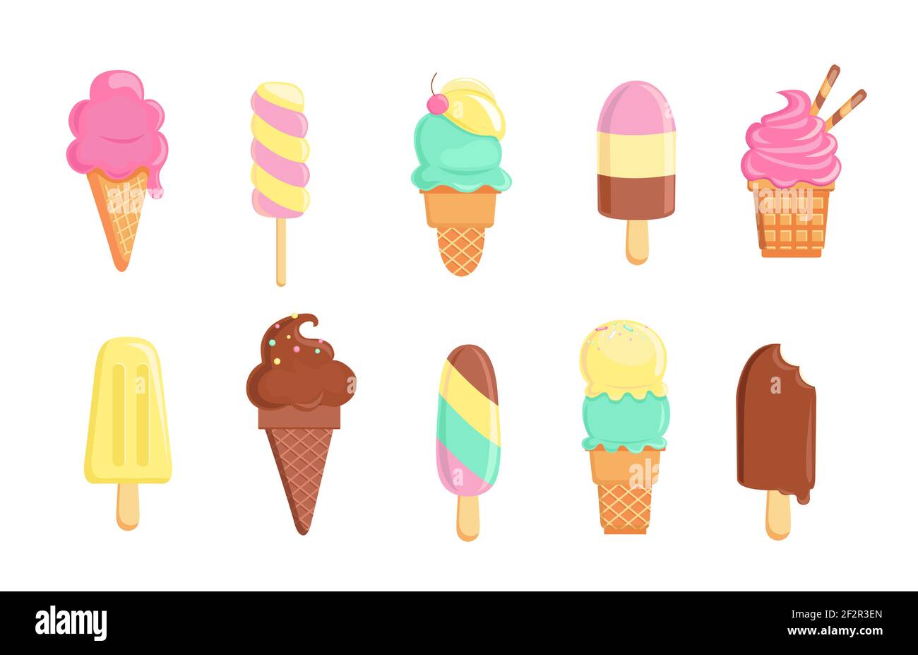 Set of tasty ice creams for hot summer. Stock Vector