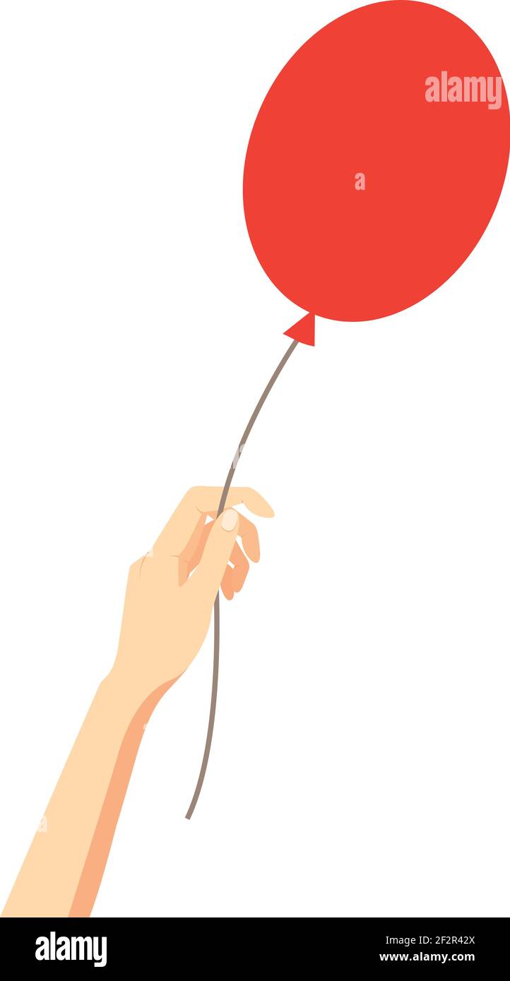 Vector illustration, red air balloon in a female hand Stock Vector