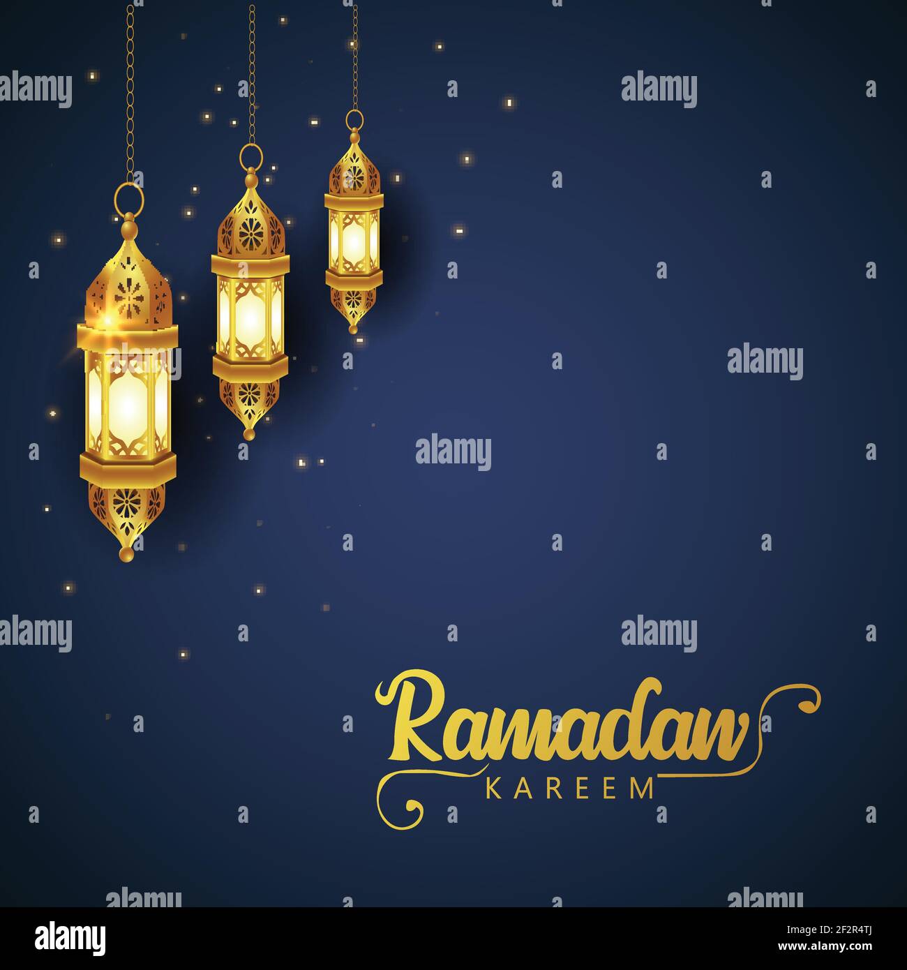 Crescent Islamic with Hanging Lantern for Ramadan Kareem and eid ...