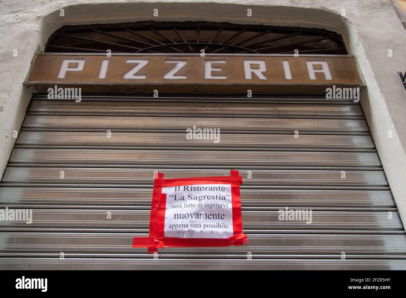 Rome, Italy. 12th Mar, 2021. Following the decision of the Italian Government to include the Lazio Region among the red regions, for the fight against the Covid-19 pandemic, from Monday 15 the restaurants will be forced to close or to work only for take-out or home deliveries (Photo by Matteo Nardone/Pacific Press) Credit: Pacific Press Media Production Corp./Alamy Live News Stock Photo